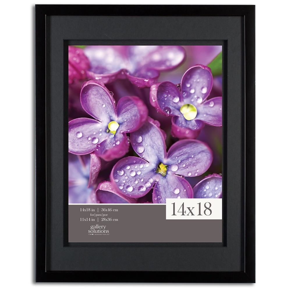 GALLERY SOLUTIONS 14x18 Mahogany Wall Frame with White & Lavender Mat For 11x14 Image 