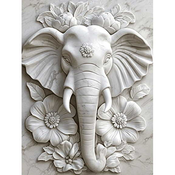 Elephant Floral Relief Decoration Painting/Canvas Art， Suitable for Living Room， Bedroom， Study， and Home Wall Art Decor.