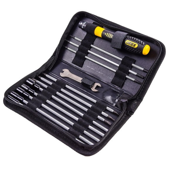 JEGS 44600 RC Complete Tool Kit Includes: (5) Nut Drivers (6) Hex Drivers (3) Ph