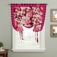 thumbnail image 2 of Valentine's Day Balloon Curtains for Bedroom/Front Door/Bathroom, Romantic Love Pink Plaid Beige Vintage Tie Up Curtains 63 Inch Length Light Filtering Kitchen Curtains Shades for Windows 46"x63", 2 of 8