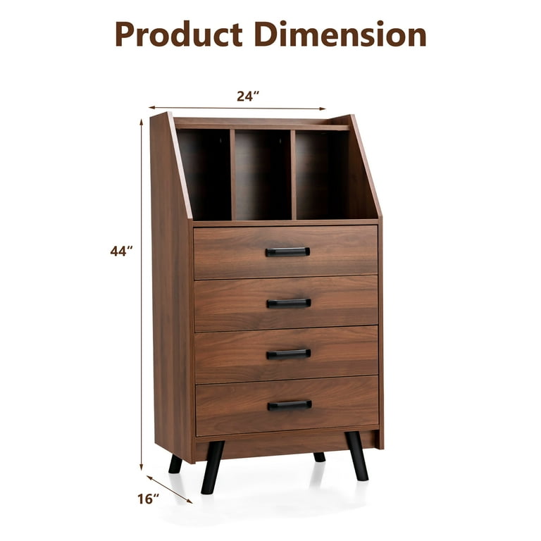 Walnut Storage Cabinet  2-Drawer Storage Organizer for Desk