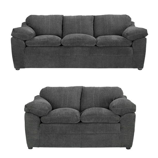 Sala 3-2 TRINITY Aston 2 piezas ( Sofá, Love Seat ) Gris Carbón Para Sala
