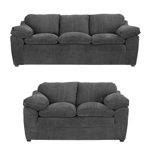 Sala 3-2 TRINITY Aston 2 piezas ( Sofá, Love Seat ) Gris Carbón Para Sala