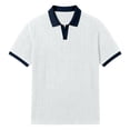 thumbnail image 5 of Men's Textured Knit Polo Shirt, Contrast Collar V Neck Short Sleeve Casual Top for Everyday Wear White, 5 of 5