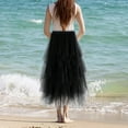 thumbnail image 6 of Women's Tulle Skirt A Line Dress Asymmetrical Midi Skirt Half Skirt Black, 6 of 8