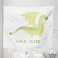 thumbnail image 1 of Dragon Tapestry, Lettering and Scandinavian Style Dino Fantasy Creature, Fabric Wall Hanging Decor for Bedroom Living Room Dorm, 5 Sizes, Green Pistachio Green, by Ambesonne, 1 of 1