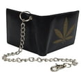 thumbnail image 3 of Marshal Wallet Genuine Leather RFID Bifold Chain Logo UnisexWallet, Marijuana, 3 of 23