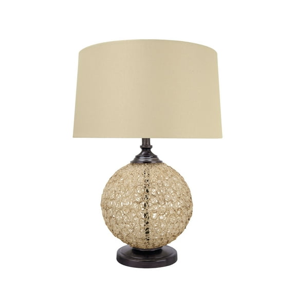 Aspen Creative 40165-11, 27" High Transitional Metal & Plastic Table Lamp in Bronze with Hardback Empire Lamp Shade in White, 18" wide