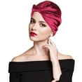 thumbnail image 3 of 1PC Women Imitation Silk Double-layer Night Cap Cross Twisted Hair Cap Headgear, 3 of 4
