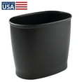 thumbnail image 2 of iDesign Small Oval Plastic Bathroom Trash Can, 12'' x 8'' x 10'', Matte Black, 2 of 5