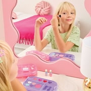 Make It Real: Beauty 2-Go! Cosmetic Set - 136pcs, Glam for Eyes-Hair-Nails, Tray Compartments, Pink & Purple Storage Carry Case, Girls & Kids Ages 8+