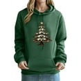 thumbnail image 2 of YueHuiYing Women's Printed Sleeves Long Sleeved Top Hooded Christmas Tree Cartoon Pattern Sweatshirt, 2 of 6
