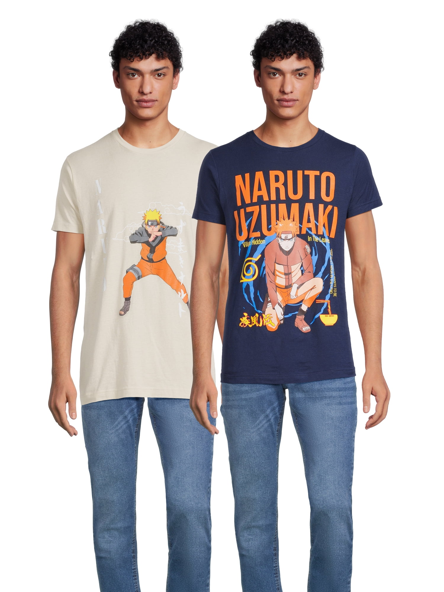 Naruto Men's and Big Men's Graphic Tee Shirt, 2-Pack, S-3XL