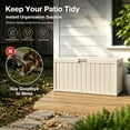 thumbnail image 6 of ZEUKMXOO 75-Gallon Outside Storage Box Waterproof, Large Outdoor Storage Bin for Patio Deck Garden, Beige Heavy Duty Container with Lid, Bottom Casters, 6 of 7