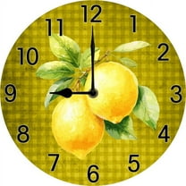 Kitchen Clocks Lemon Wall Clock Farmhouse Wall Decor for Dinning Room Restaurant Bar Bedroom Battery Operated Silent Clock Movement 10 Inches Non Ticking Room Decor