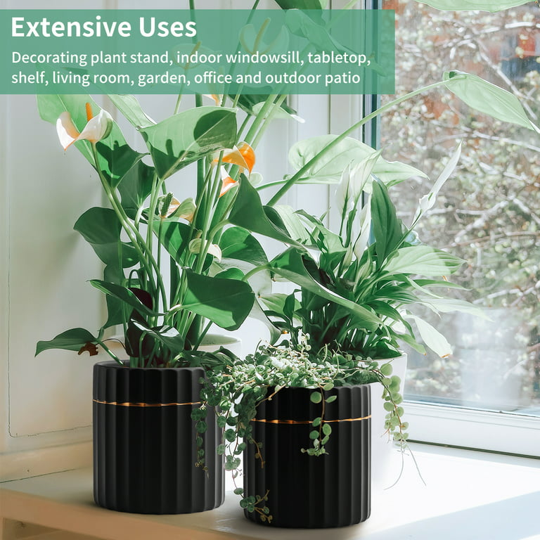 Set of 2 Plants Pot, 6 Inch Ceramic Planter Pot for Plants with