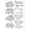 thumbnail image 7 of Tea Cup Clear Stamps Cup and Flowers Silicone Stamps Wishing Words Transparent Rubber Seal Stamps for Card Making DIY Scrapbooking Crafting Photo Album Journal Decor, 7 of 7