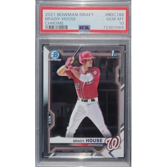 Graded 2021 Topps Bowman Draft Brady House #BDC186 Chrome Rookie RC Baseball Card PSA 10 Gem Mint