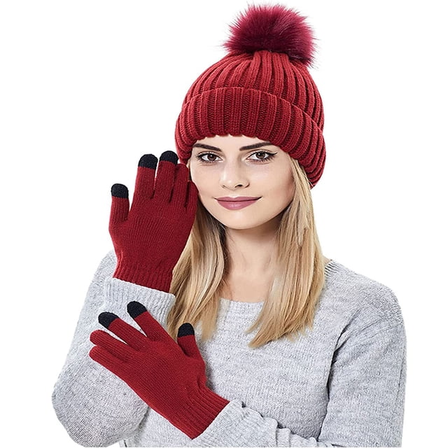 Gorra de béisbol FloreceBien para hombre y mujer, para exteriores, cálida, de invierno, gruesa, suave, con guantes, de punto, para esquiar, talla para niños