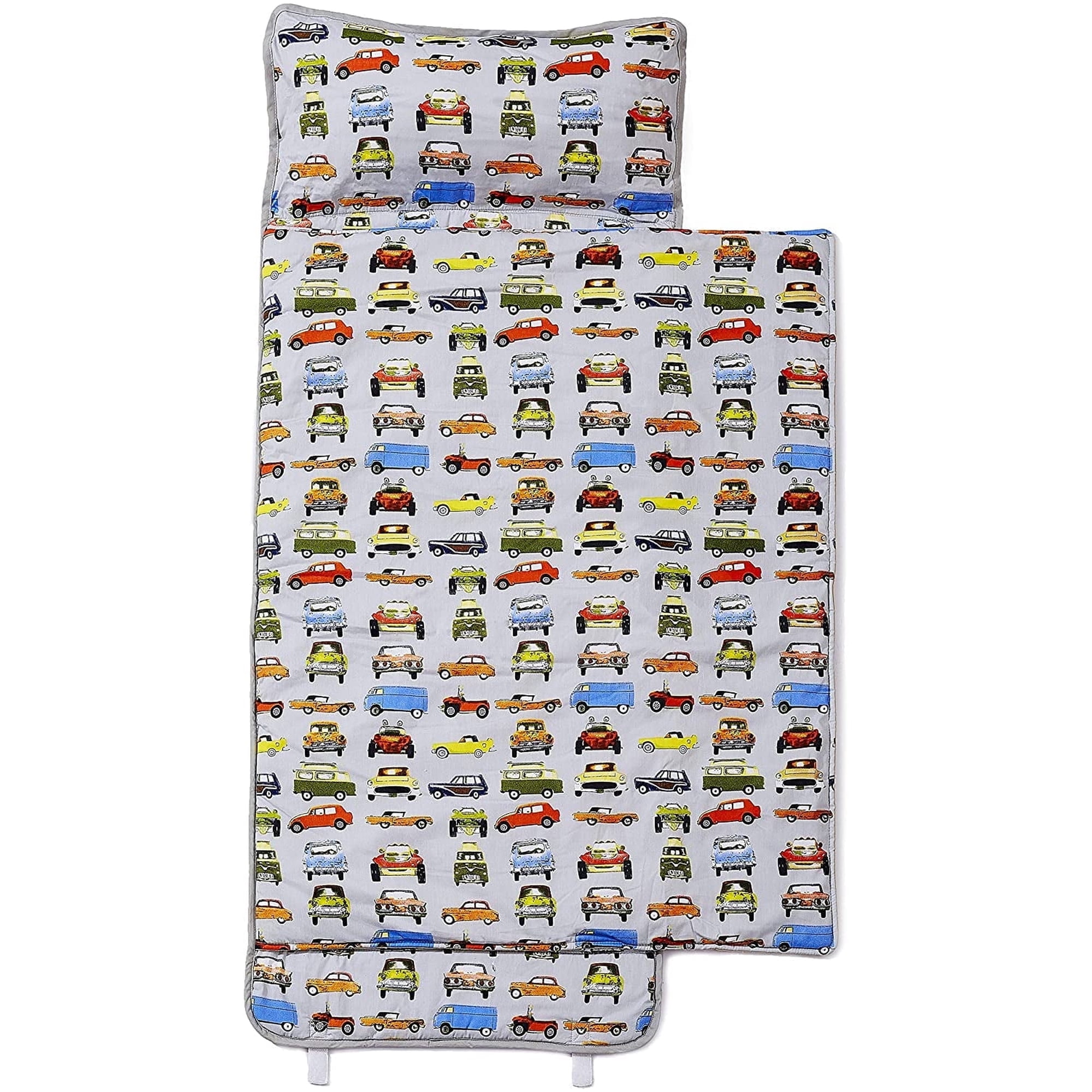 Car Toddler Nap Mat, Boys Slumber Bag, Perfect for Preshool, Kindergarten, Travel for a short nap, 3-6Y