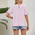 thumbnail image 6 of Women Round Neck Ruffle Sleeve Top Floral Print Loose Short Sleeve Shirt Pullover Top, 6 of 8