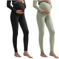 thumbnail image 3 of Bovxnpu Maternity Pants for Women, 2PC Maternity Fleece Lined Leggings Over The Belly Pregnancy Pants Underwear with Adjustable Waistband Winter Warm Pants, 3 of 4