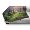 thumbnail image 3 of Nature Soft Flannel Fleece Throw Blanket, Golf Resort Park in Spring Season Trees Sunset Hills and Valley End of the Day, Cozy Plush for Indoor and Outdoor Use, 70" x 90", Multicolor, by Ambesonne, 3 of 6
