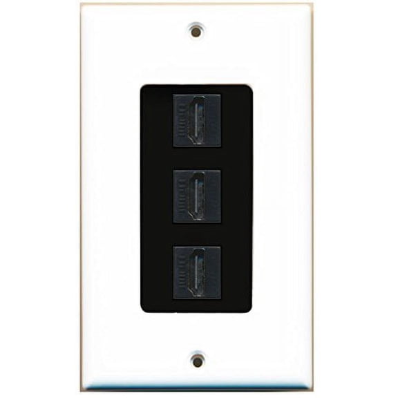 RiteAV - 3 Port HDMI Decorative Wall Plate - White/Black