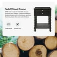 thumbnail image 6 of 26" Modern End Table Solid Wood Set of 2 with Drawer Tray USB for Living Room Charcoal, 6 of 8