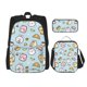 thumbnail image 1 of Easygdp Rabbit Burger Coffee Mochila para Niños y Niñas con Set de Caja de Almuerzo y Estuche para Lápices 3 en 1, Mochila Escolar Estampada para Adolescentes, 1 of 7