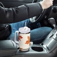 thumbnail image 4 of Yayeee 30oz Stainless Steel Tumbler with Straw and Handle Double-Wall Insulated Travel Water Bottle, Brown Autumn Leaves, 4 of 8
