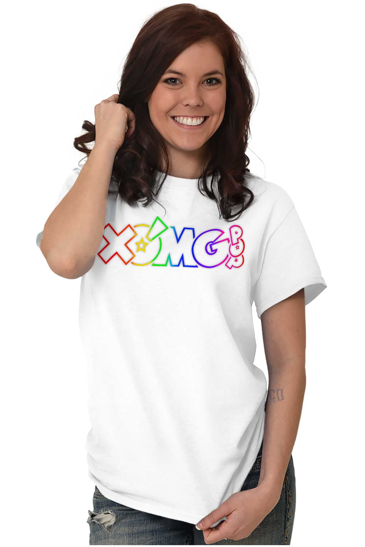 XOMG POP Neon Glow Rainbow Logo Women's Graphic T Shirt Tees Brisco ...