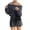Grey, variant on Women's Off Shoulder Turtleneck Sweater - Premium Yarn Blend, Flirty Design, Winter Warmth, Figure-Flattering Fit, Solid Color Palette, Pullover Style
