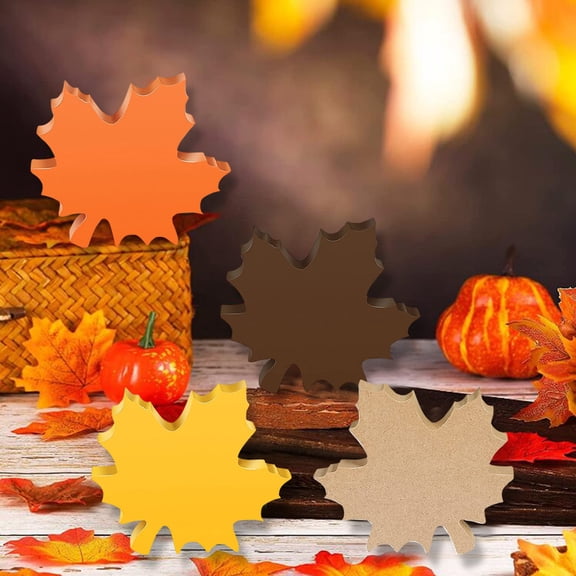 Thanksgiving Decorations Fall Decorations for Home 4.25 X 3.74 Inch Rustic Wood Maple Leaf Table Decor Centerpiece Table Decorations for Fall Home Dining Table 4 Piece Set