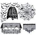 thumbnail image 1 of Accesorios De Fiesta De Halloween Mantel De Encaje Tela De Araña Negra Cortina De Ventana Pegatina De Murciélago Para La Decoración De Halloween Serendint HA037427-00, 1 of 6