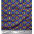 thumbnail image 1 of Soimoi Blue Cotton Voile Fabric Geometric Ikat Print Fabric by the Yard 42 Inch Wide, 1 of 3