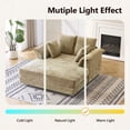 thumbnail image 5 of Ktaxon Jacquard Plush Fabric Chaise Lounge, Sofa Bed with Acrylic Legs, Floating Sleeper with Pillow Armrest, 2-Person Seating for Living Room & Game Room Khaki, 5 of 9