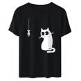 thumbnail image 4 of zanvin Hauts pour Femmes, T-Shirt d'Été pour Femmes, Mode Estivale, Coupe Ample, Col Rond, Imprimé Animal Mignon, Manches Courtes, 4 of 5