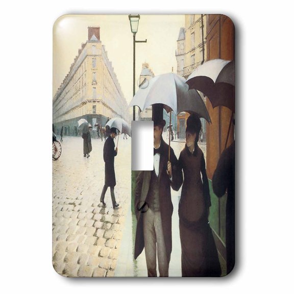 3dRose, Paris, the Place de lEurope on a Rainy Day by Gustave Caillebotte, single toggle switch