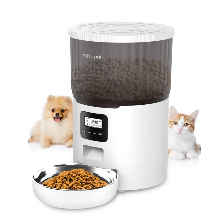 Automatic Cat Feeders with Timer Cat Feeder Automatic Dog Food Dispenser with Desiccant Bag for Pet Automatic Large Dog Feeder for Cats and Dogs with 10s Voice Recorder 6 Meals Per
