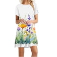 thumbnail image 2 of Viikei Womens Dresses Plus Size Clearance,Women's Party Short Sleeve Dress,Women's Short Sleeved Dress with Floral Print Round Neck Dress White M, 2 of 6