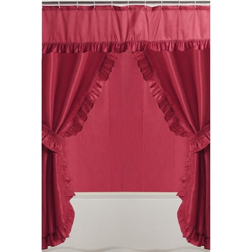 Mainstays Double Swag Red Shower, Dark Gray Double Swag Shower Curtain