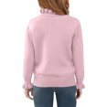 thumbnail image 3 of Girls Long Sleeve Knit Pullover Sweater with Ruffled Mock Neck and Ribbed Cuffs for Casual Wear Winter Fall Spring, 3 of 5