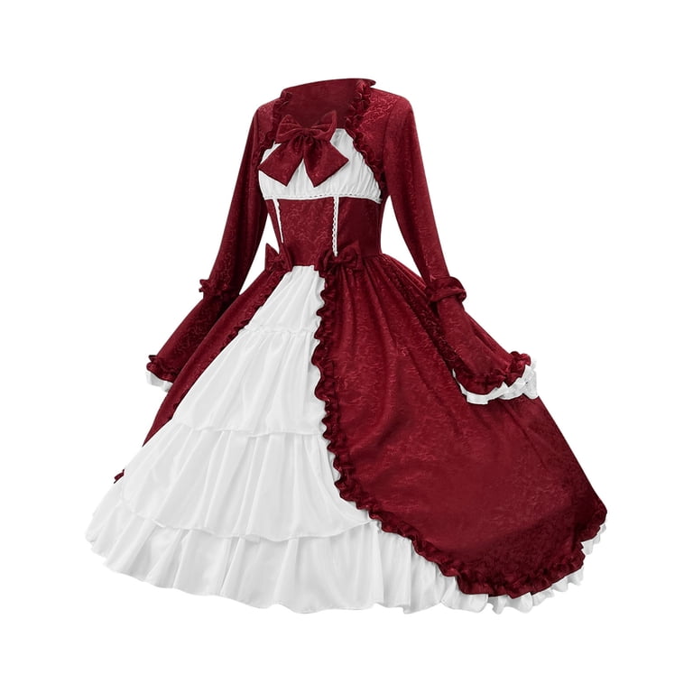 BangWanChi Red Dresses for Women Fashion Women Vintage Gothic Court Collar Patchwork Bow Dress - Walmart.com BangWanChi Red Dresses for Women Fashion Women Vintage Gothic Court Collar Patchwork Bow Dress - Walmart.com