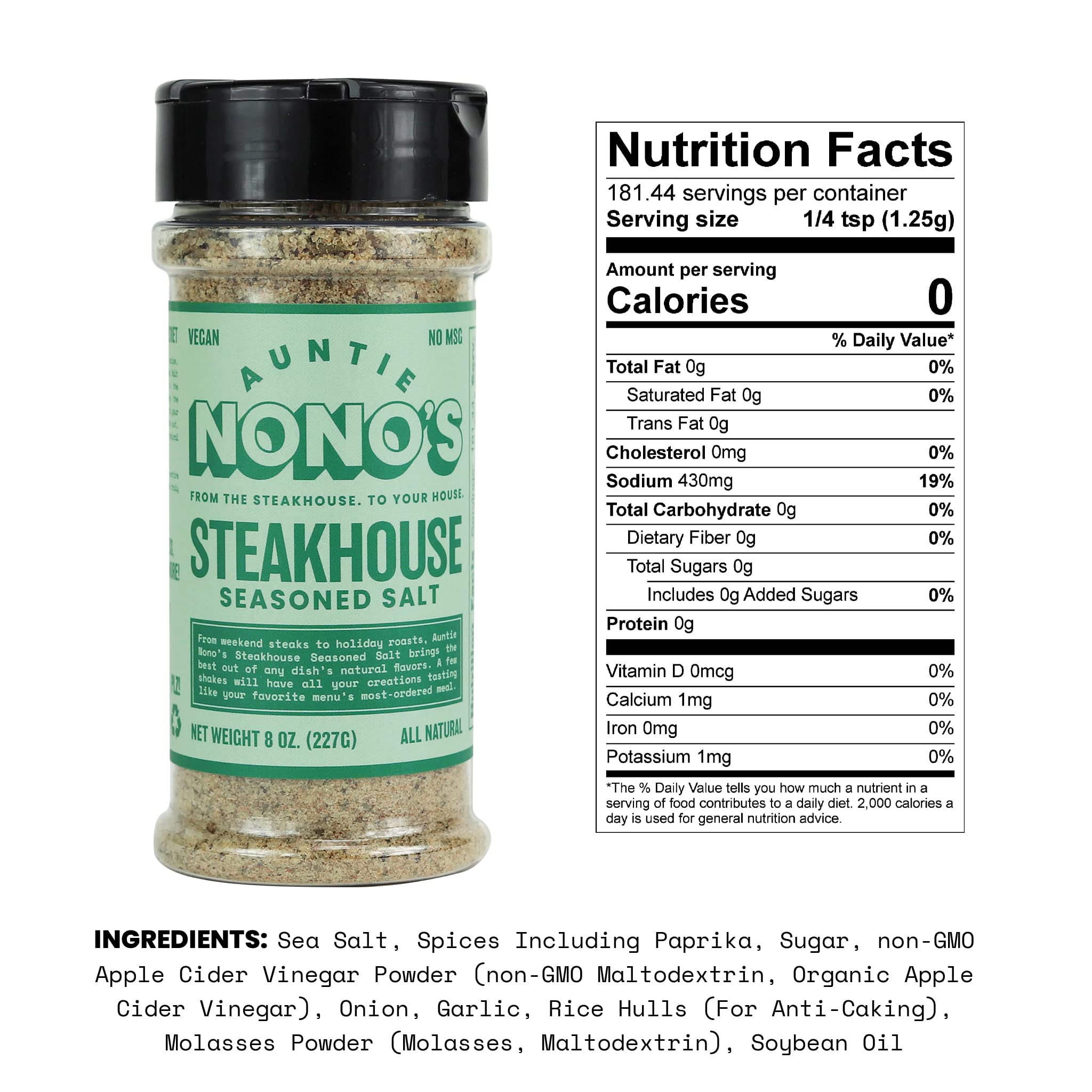 Auntie Nono's Everything Seasoning - Sea Salt Garlic & Onion Powder - Add  Fla