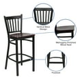 thumbnail image 4 of Emma + Oliver Vertical Back Bar Stool with Mahogany Wood Seat, Black, 4 of 11
