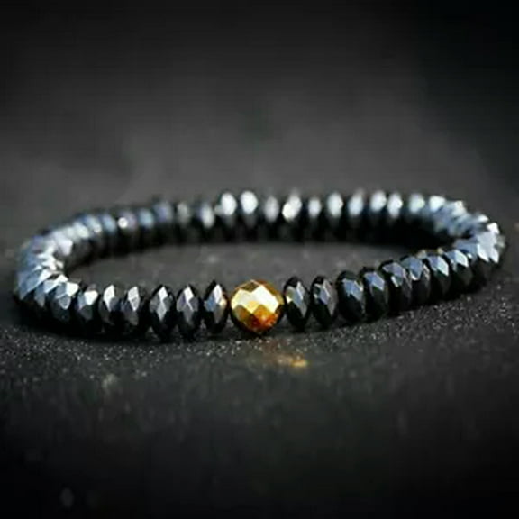 HOOUN Men's Hematite Arrow Beads Gemstone Stretch Women Bracelets Stacking Jewelry-#3