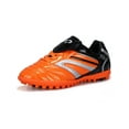 thumbnail image 1 of Ritualay Boys Nonslip Lace Up Sneakers School Breathable Football Shoes Gym Lightweight Flat Soccer Cleats Orange Broken Nail 34, 1 of 9