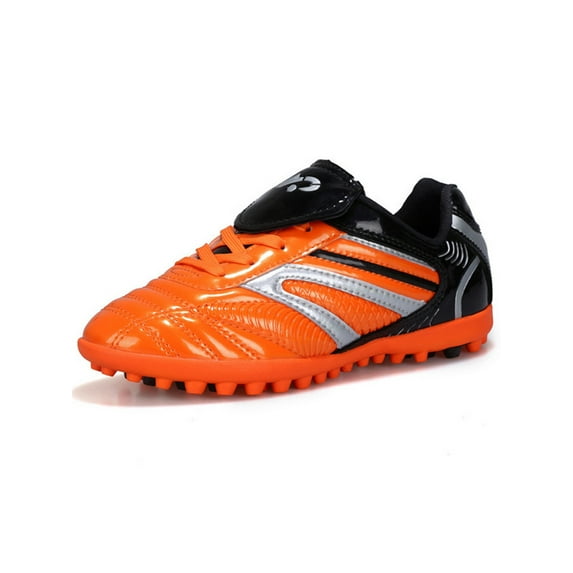 Woobling Adult Breathable Flat Soccer Cleats Jogging Soft Round Toe Sneakers Gym Comfort Mesh Trainers Orange Broken Nail 4Y