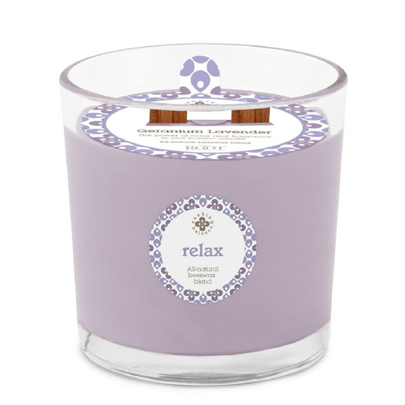 ROOT Candles Seeking Balance® Multi Wood Wick Aromatherapy Spa Candle, 12 Ounce, Relax: Geranium Lavender